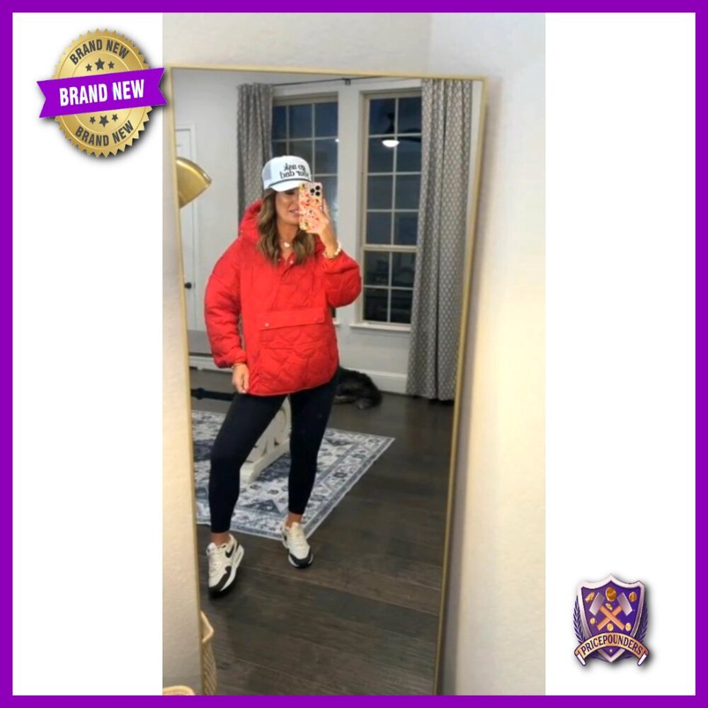 Oversized Puffer Jacket Pullover Quilted Lightwei… - image 6